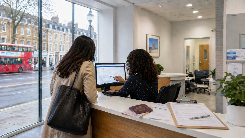 Registering with a GP in London at a local clinic reception